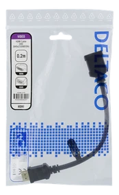 Flexible HDMI adapter, 0,2m, HDMI M/F, UHD DELTACO / HDMI-21F