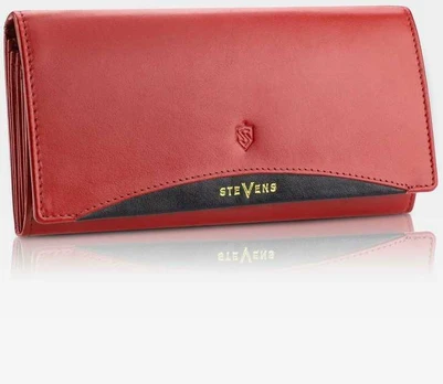 Odinė piniginė moterims Stevens Extended su RFID apsauga, raudona