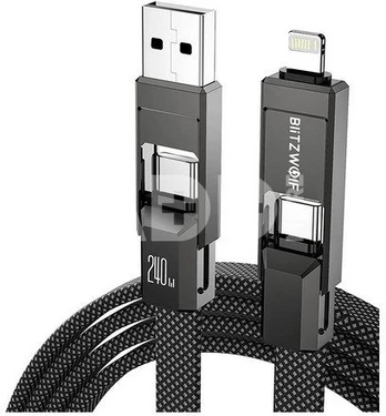 Blitzwolf BW-HDC7 4-in-1 USB+C+Lightning cable 240W 1.2m (black)
