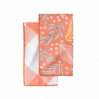 Norwex Tea Towels Arbatos rankšluosčiai, Sunset Leaf & Plaid