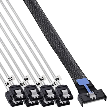 Adaptec InLine® MCIO x8 šakotasis laidas į 8x SATA, 1 m