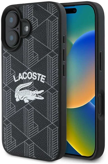 Lacoste Blend Monogram MagSafe Dėklas iPhone 16 Juodas