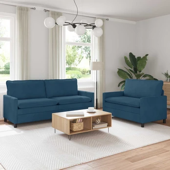 Sofa Sofos komplektas 2 pcs Mėlyna Aksomas
