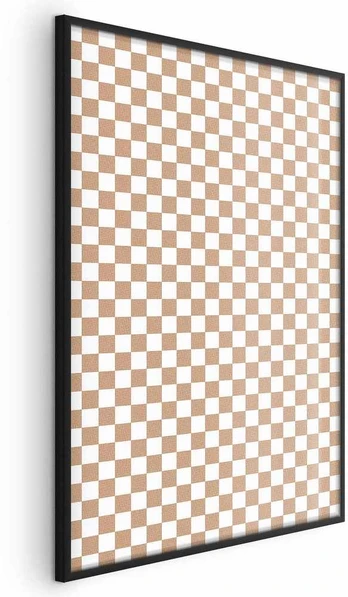 Artgeist Plakatas - Geometry and Browns - a chessboard pattern in neutral shades