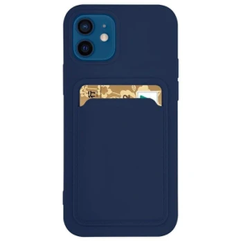 Dėklas su kišenėle kortelėms Card Case Silicone Wallet Samsung Galaxy S22 Plus Mėlynas