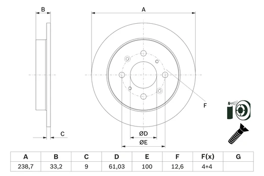 BOSCH 0 986 479 F34 Brake Disc