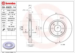 Stabdžių diskas BREMBO 09.6925.14 kaina
