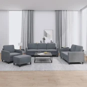 Sofa Sofos komplektas, 4 dalių, tamsiai pilkos spalvos, aksomas kaina