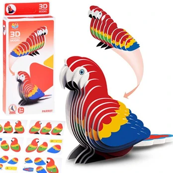 3D kartoninė dėlionė – papūga Ara, 24 d.