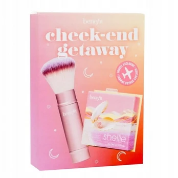 BENEFIT_SET Cheek-End Getaway Shellie Warm-Seashell Pink Blush 6g + Multitasking Cheek Brush