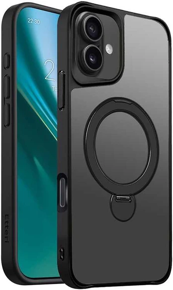 Dėklas Telforceone Etteri Matt Mag Ring case for iPhone 16 Plus 6,7' juodas