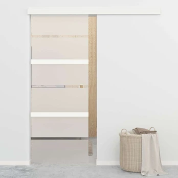 Stumdomos durys, sidabrinės, 76x205cm, aliuminis ir esg stiklas