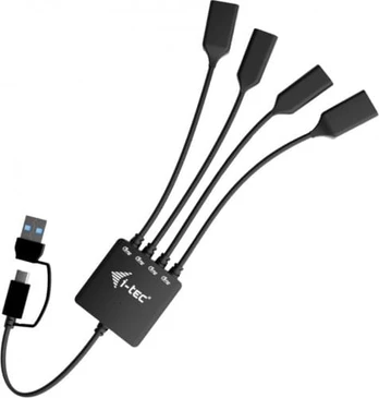 I-tec USB-C/USB-A Cable HUB 4 port (2x USB-C 2x USB-A) do 5 Gbps elastyczny Hub kablowy 60g