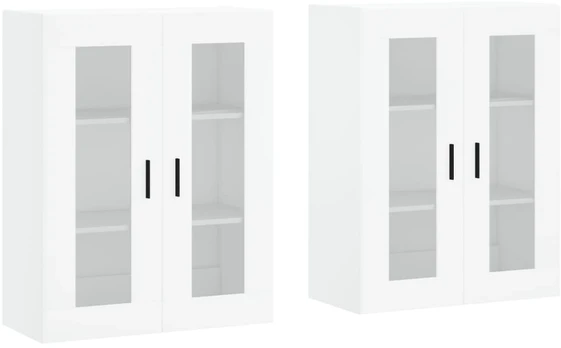 Prie sienos montuojamos spintelės, 2vnt., baltos, mediena