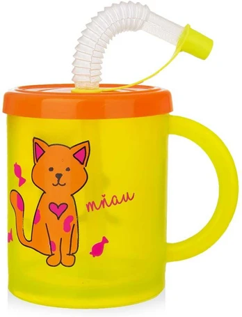 Vaikiškas puodelis su šiaudeliu, 260 ml
