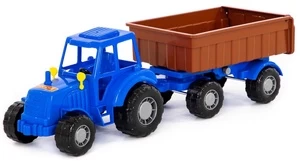 Žaislinis traktorius Wader-Polesie Tractor With Trailer, mėlyna/ruda
