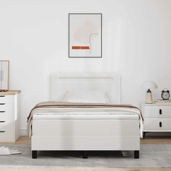 Box Spring lova su čiužiniu balta 120x200 cm dirbtinė oda