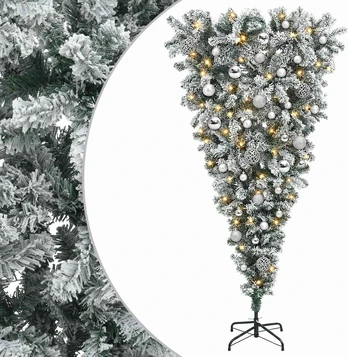 Apverstas dirbtinis Kalėdų eglutė su šakomis 150 cm 150 LED