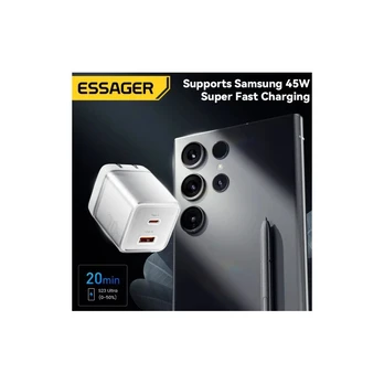 Įkroviklis Essager "Color" baltas 70W (PD / QC3.0)