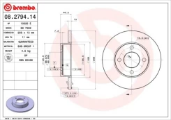 Stabdžių diskas BREMBO 08.2794.14 kaina