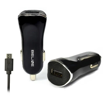Beline Įkroviklis samochodowa USB + microUSB 1A juoda
