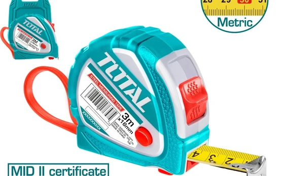 Ruletė TOTAL, magnetinė, 3 m, 16 mm, TMT126031ME