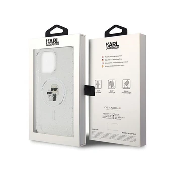 Karl Lagerfeld Karl&Choupette Glitter MagSafe case for iPhone 15 Pro Max - transparent