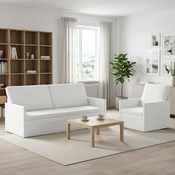 Sofa Sofos komplektas 2 vnt. Balta Audinys