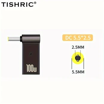 TISHRIC 100W PD Greitas įkrovimas USB-C į DC adapteris, DC 5,5 x 2,5