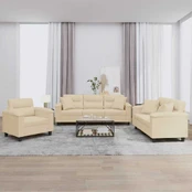 Sofa Sofos komplektas su pagalvėmis, 3 dalių, kreminis, audinys kaina
