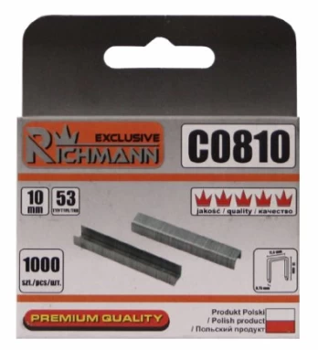 Kabės 53 tipo „RICHMANN" 10 mm, 1000 vnt.