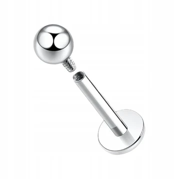 Titinis sidabrinis labret su vidiniu sriegiu, 1.2/6/3 mm
