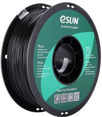 eSun 3D Filament PLA+ 1,75mm juodas 1kg