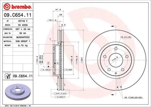 BREMBO 09.C654.11 Brake Disc