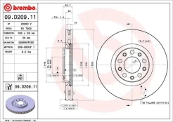 Stabdžių diskas BREMBO 09.D209.11 kaina