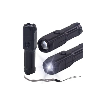 Lean LED Flashlight Adjustable Zoom 3 Lighting Modes USB Charging Juodas