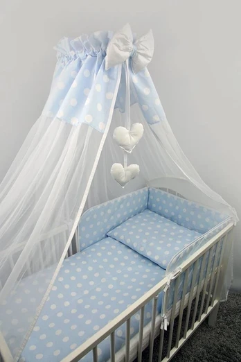 Bedding set - 4 parts - 120/90/180 - KROPKI - BLUE ****