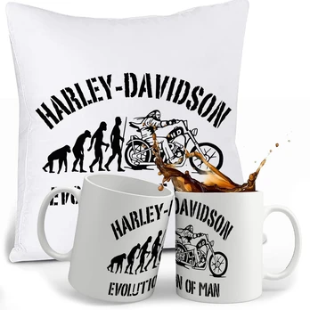 Harley Davidson puodelio, pagalvėlės ir vardo rinkinys