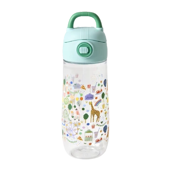 Rice - Plastic Kids Drinking Bottle with Fun Fair Print - Mint - 550 ml