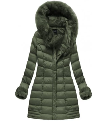 QUILTED HOODED JACKET KHAKI (W750-1) striukė