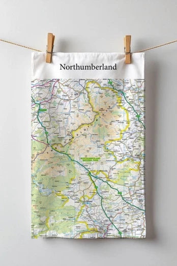OS Map Tea-towel - Northumberland National Park