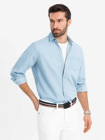 Blue men's shirt-light mėlynas