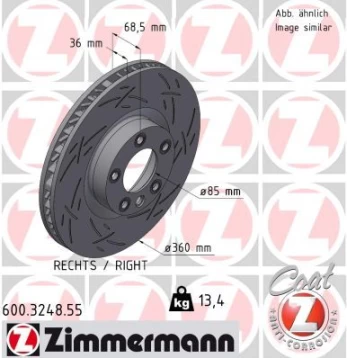 Stabdžių diskas ZIMMERMANN 600.3248.55