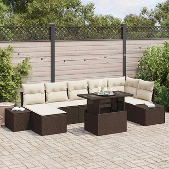 Sodo sofa komplektas 8 dalių Ruda, Kreminė