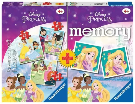 Ravensburger 3 dėlionės + memory® „Disney princesės“, nuo 4 m.