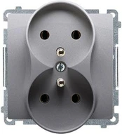 Kontakt-Simon Simon Basic dvigubas lizdas Simon Basic 16A inox (BMGZ2M.01/21)