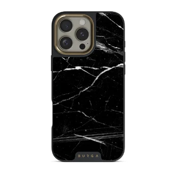 Noir Origin - Black Marble iPhone 16 Pro Max Case, Elite Dark (MagSafe) / Gold