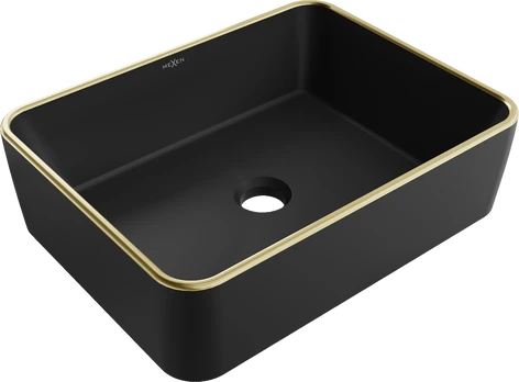 Praustuvas Mexen Catia 48 cm, Juodas matt/Gold edge