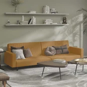 Dvivietė sofa-lova, rudos spalvos, aksomas kaina