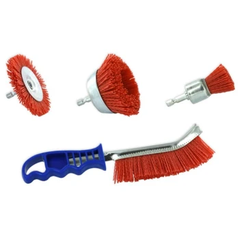 Tivoly Nylon Drill Brush Set 3 pc, 80 Grit, 1/4" HEX + Ergo Handle Brush